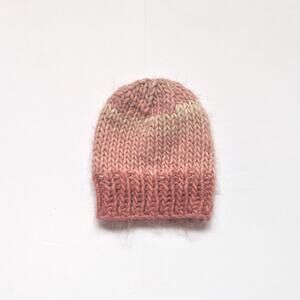 Handmade Beanie Hat Baby Girls Sz 3-6m Muted Pink Ombre Knit